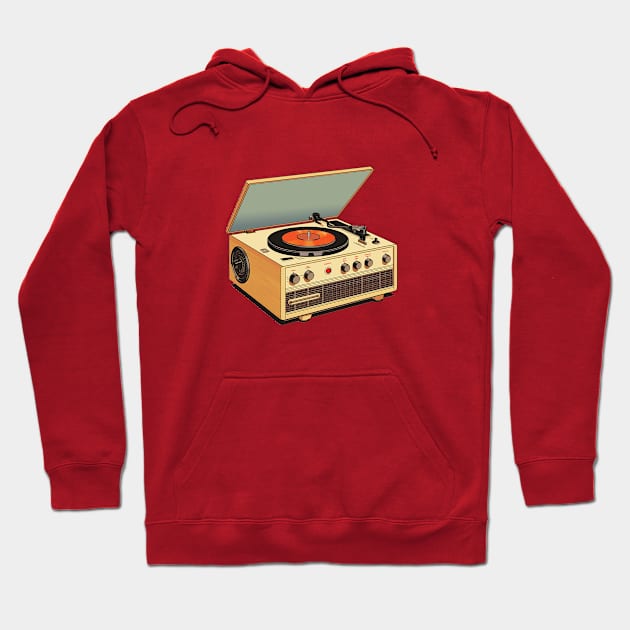 vintage Record Player Hoodie by DavidLoblaw